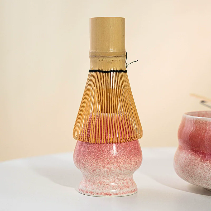 Tigela de cerâmica matcha, suporte para chá verde matcha, tigela de bambu, batedor, moedor, escovas, suporte de ferramentas de chá, cor gradiente