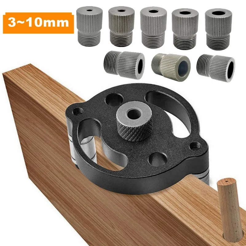 Upgraded 3-10mm Vertical Pocket Hole Jig Self Centering Dowelling Jig Woodworking Alloy Hole Drill Guide Puncher Locator Tools