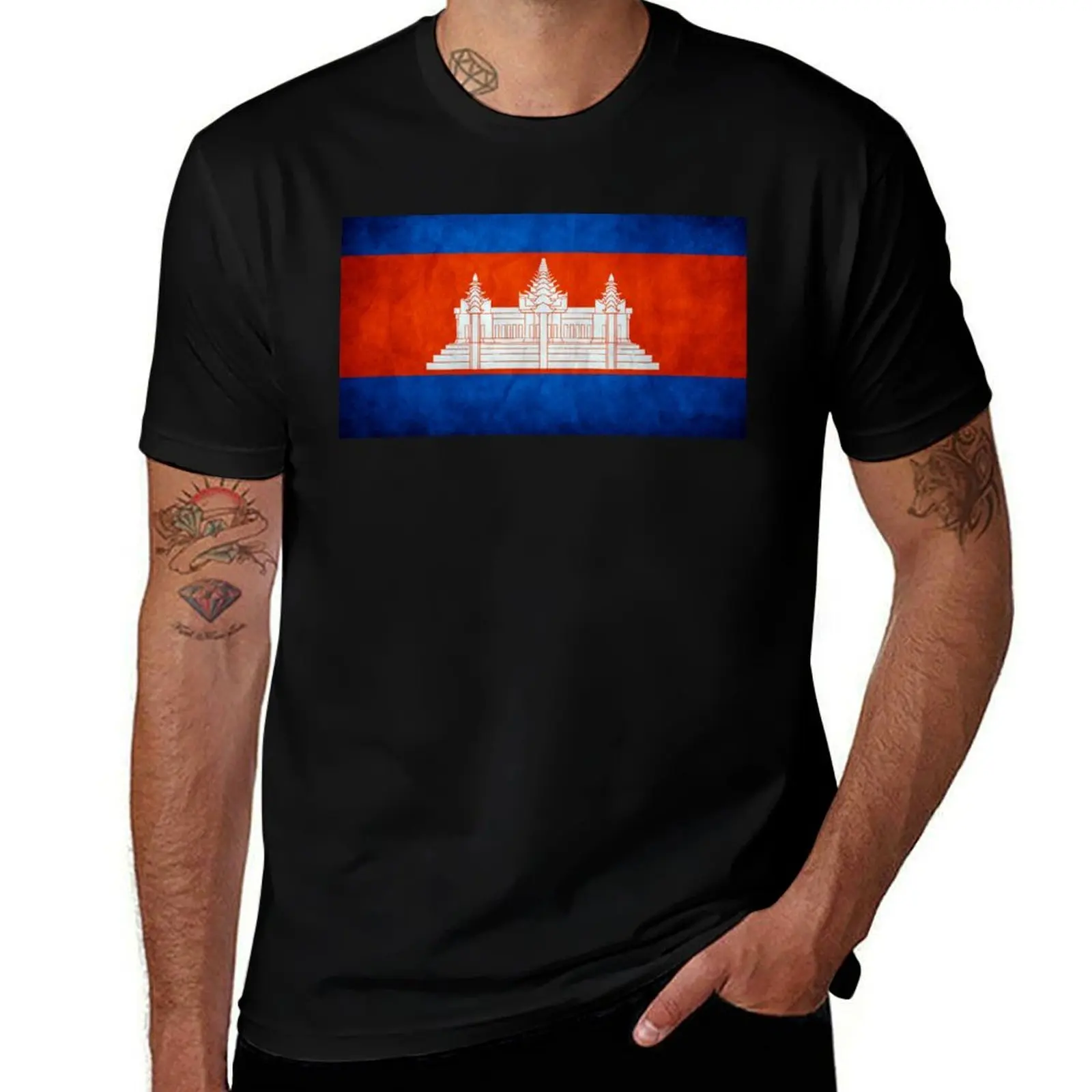 Cambodia Cambodian Flag National Flag of Cambodia T-Shirt Anti-Wrinkle Short Sleeve T-Shirt
