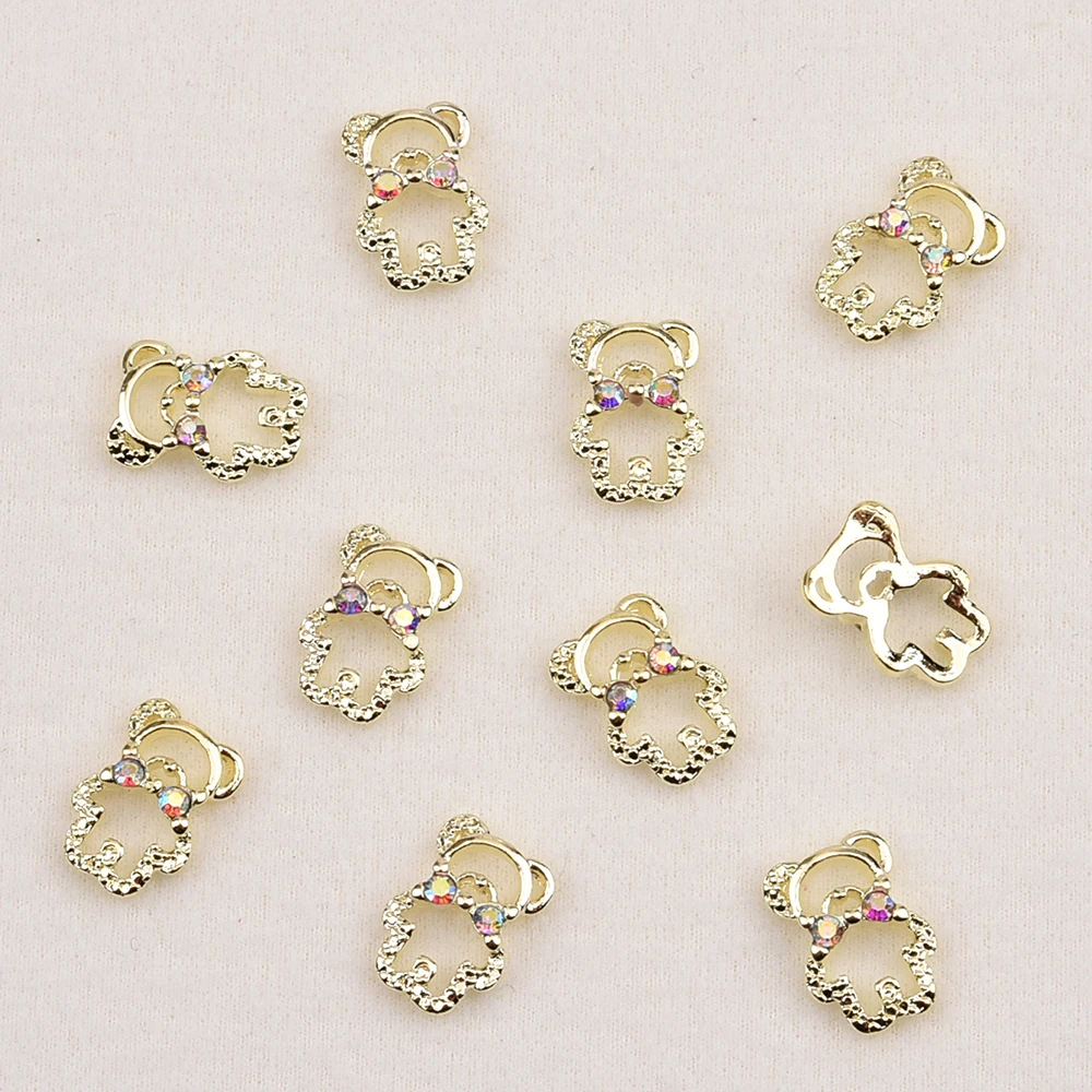 10db  Arany Fém Köröm Behord charms 3d Köröm decoratie studs strasszos Beesett Hajóorr Behord Design számára ékszer Gyártás DIY Cifraság