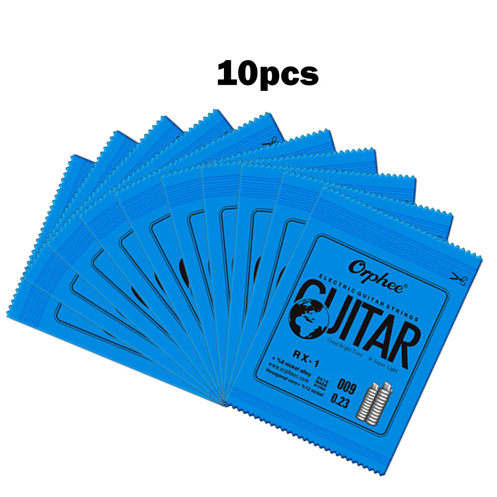 10 Stück Orphee Einzelsaiten für E-Gitarre, 1. E-Saite .009, Ersatzsaite aus Kohlenstoffstahl, 0,23 mm, höchste Qualität für Gitarrensaiten