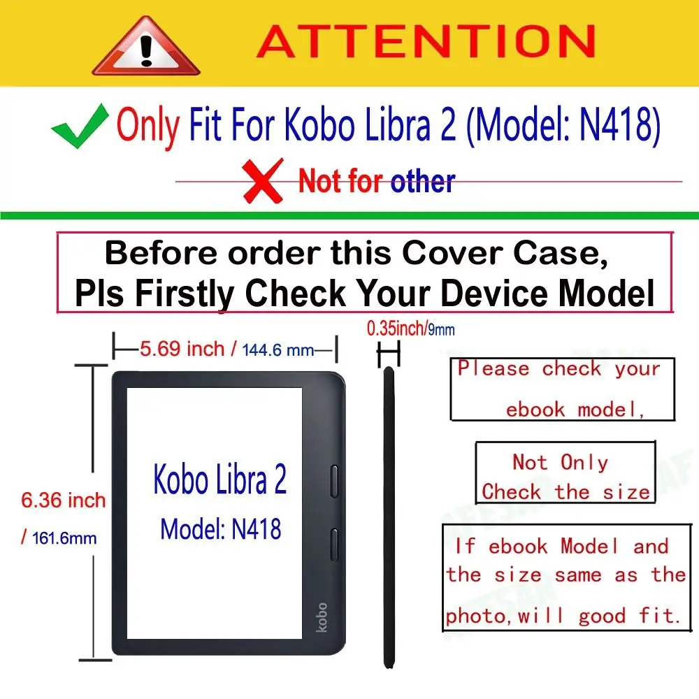 Colorful Auto Wake/Sleep N418 Smart Case Multi-folding Stand Shockproof eReader Cover PU Leather 7 inch Funda for Kobo Libra 2