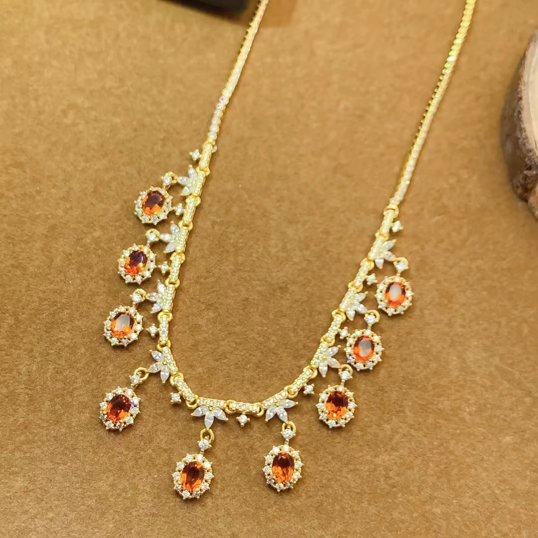 KJJEAXCMY Women's Necklace| Natural Topaz S925 silver plated , high clarity Gems full fire color dazzling and eye-catching