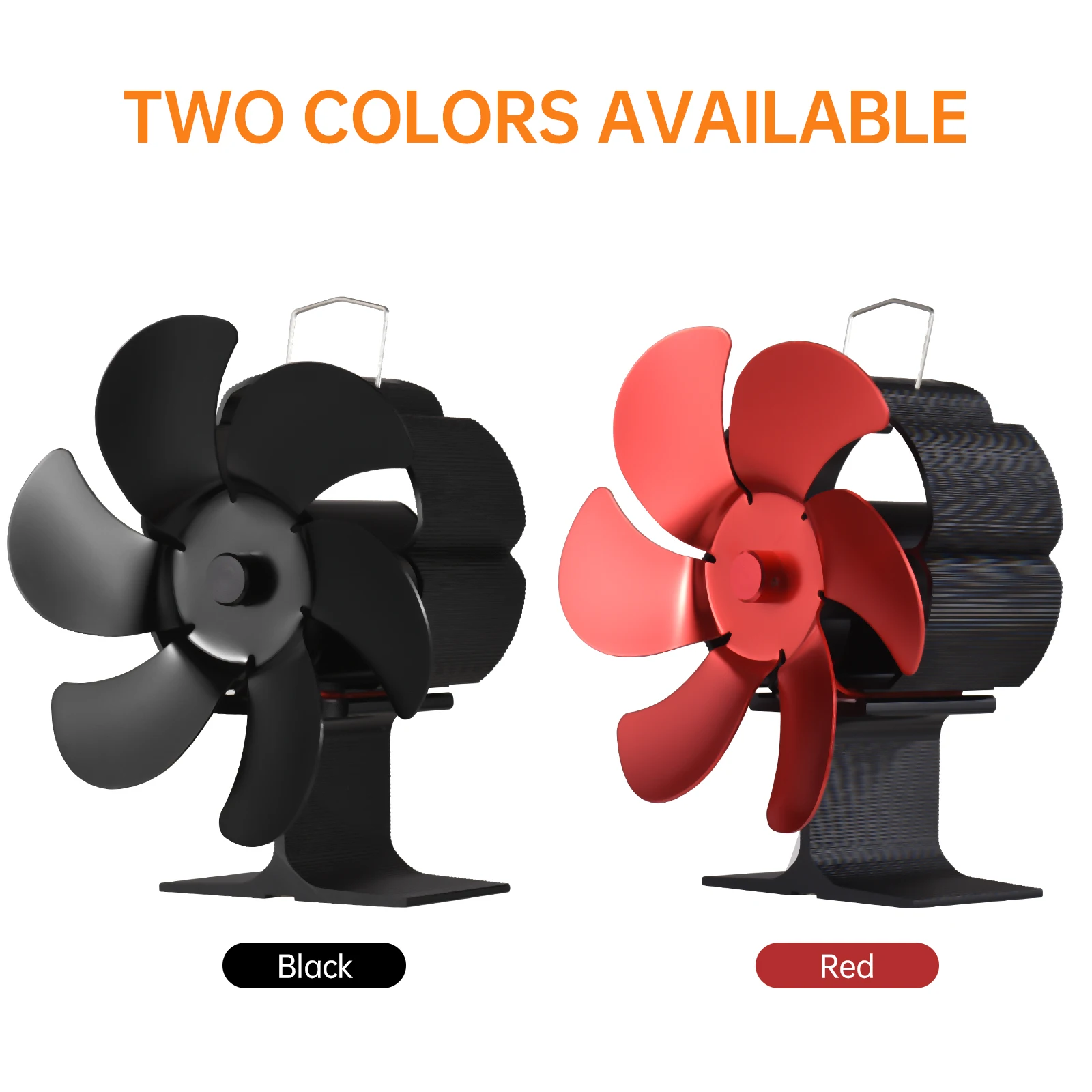 6 Blade Heat Stove Fan with Carrying Handle and Overheating Protection Non Electric Eco-Friendly for Wood Log Burner Fireplace