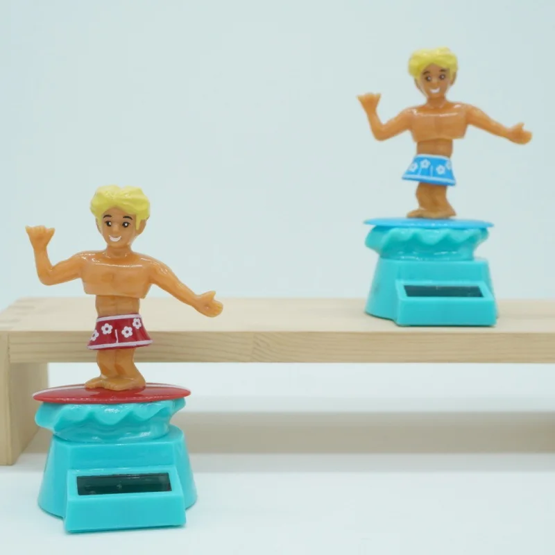 Juguetes solares creativos para niños, playa, surf, músculos, divertido, baile oscilante, decoración de coche, adorno, juguete Solar para niños