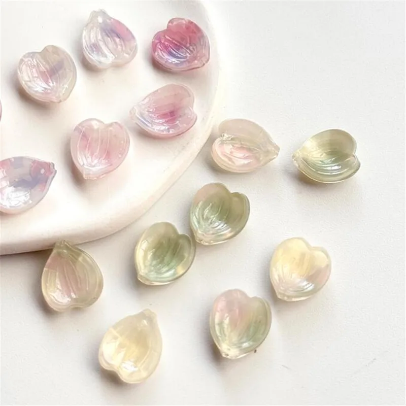 10pcs new Imitation shell resin flower petal beads acetic acid connectors for diy earrings hairpin jewelry making accessories