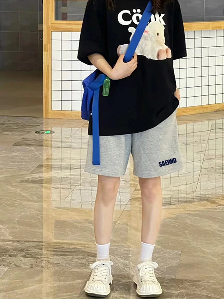 

Мужские летние тонкие спортивные шорты из чистого хлопка в американском повседневном уличном стиле, свободного кроя, длиной до колена, модные, молодежные, дышащие