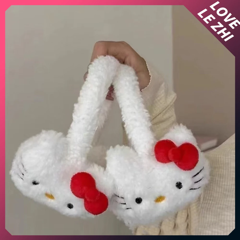 Sanrio Cute Hello Kitty Earmuffs Warm Thickened Earmuffs Autumn Winter Outdoor Comfortable Protection Ear Antifreeze Eartips