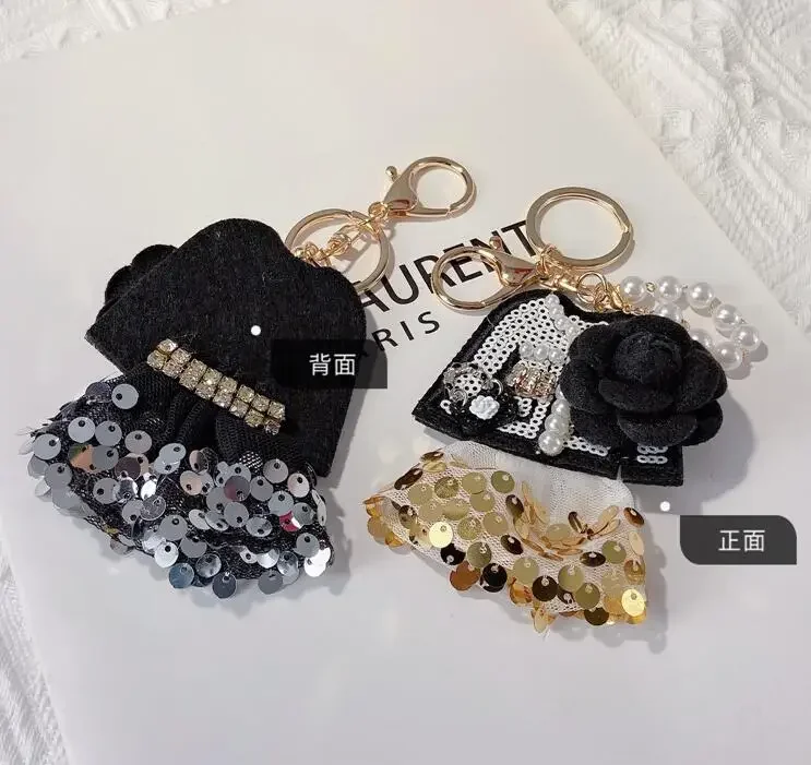 DIY Design Handmade Bag Camellia Flower Hanger Key Rings Chain - Image 6