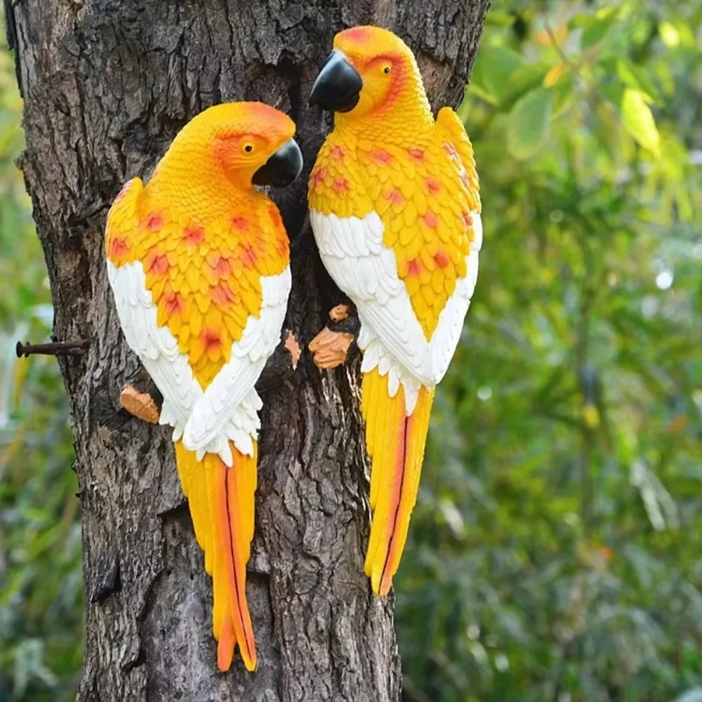 

New Indoor Outdoor Bird Ornaments Decoration Resin Wall Mountable Macaw Statues Garden Tree Garden