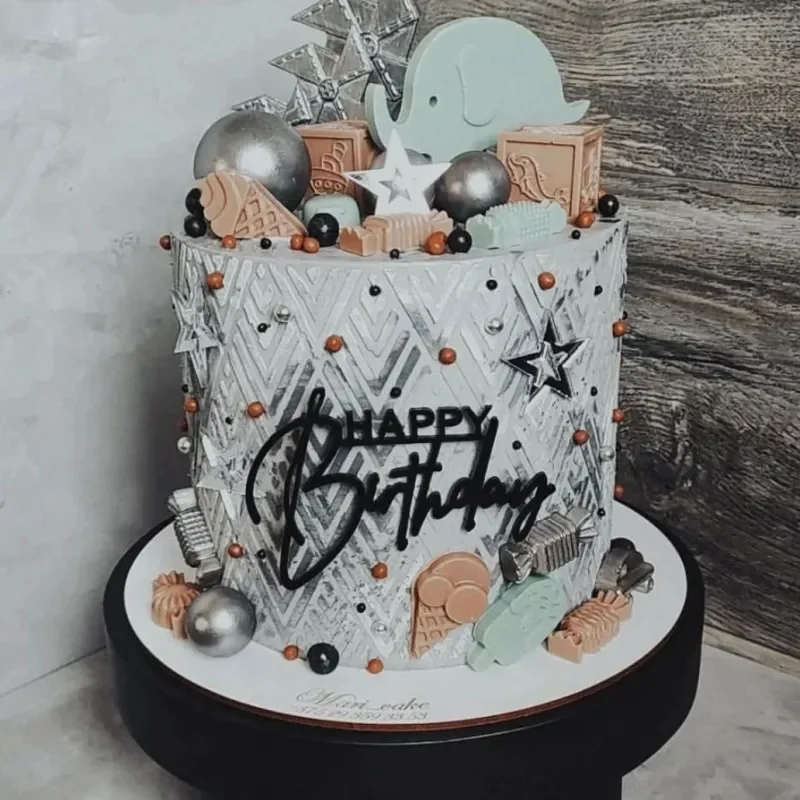 INS Happy Birthday Cake Toppers Cake Side Acrylic High Quality Cupcake Toppers Birthday Party Butterfly Cake Decoration view 4