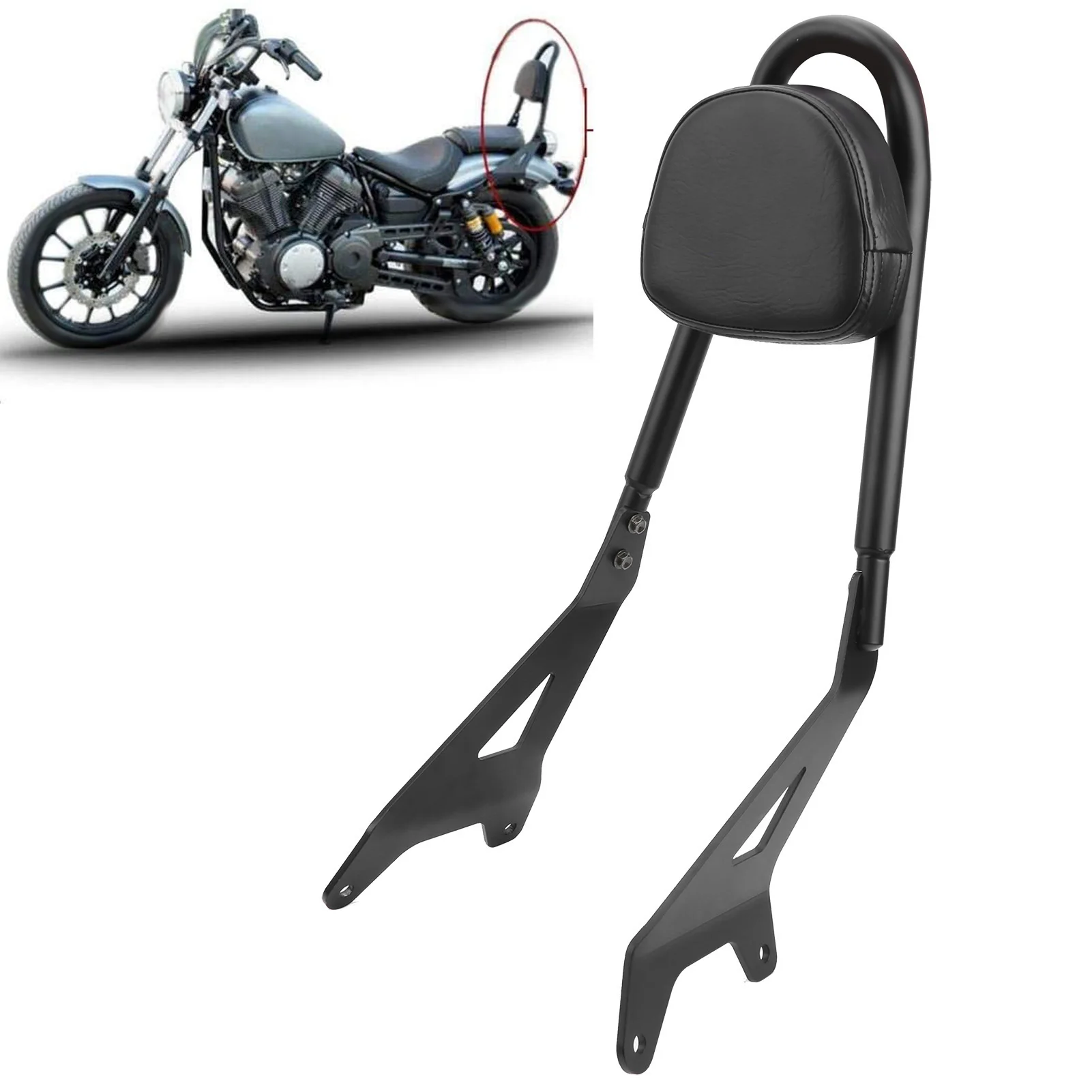 New Motorcycle Backrest Sissy Bar Aluminium Backrest Rack Fit for Yamaha Bolt XV XVS 950 R‑Spec 2014-2017 Motorcycle Accessory