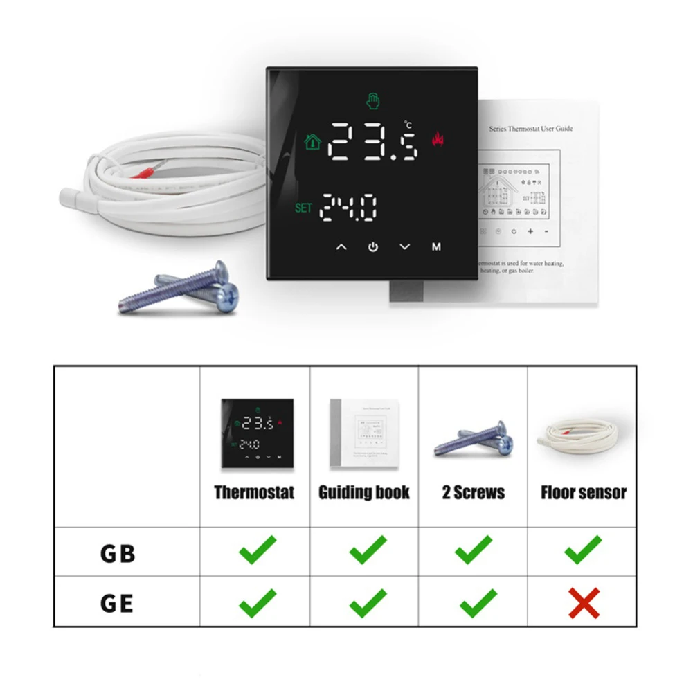 LCD Touch Screen Temperature Regulator Thermostat for Home and Office Heating Systems with Energy Saving Programmable Features