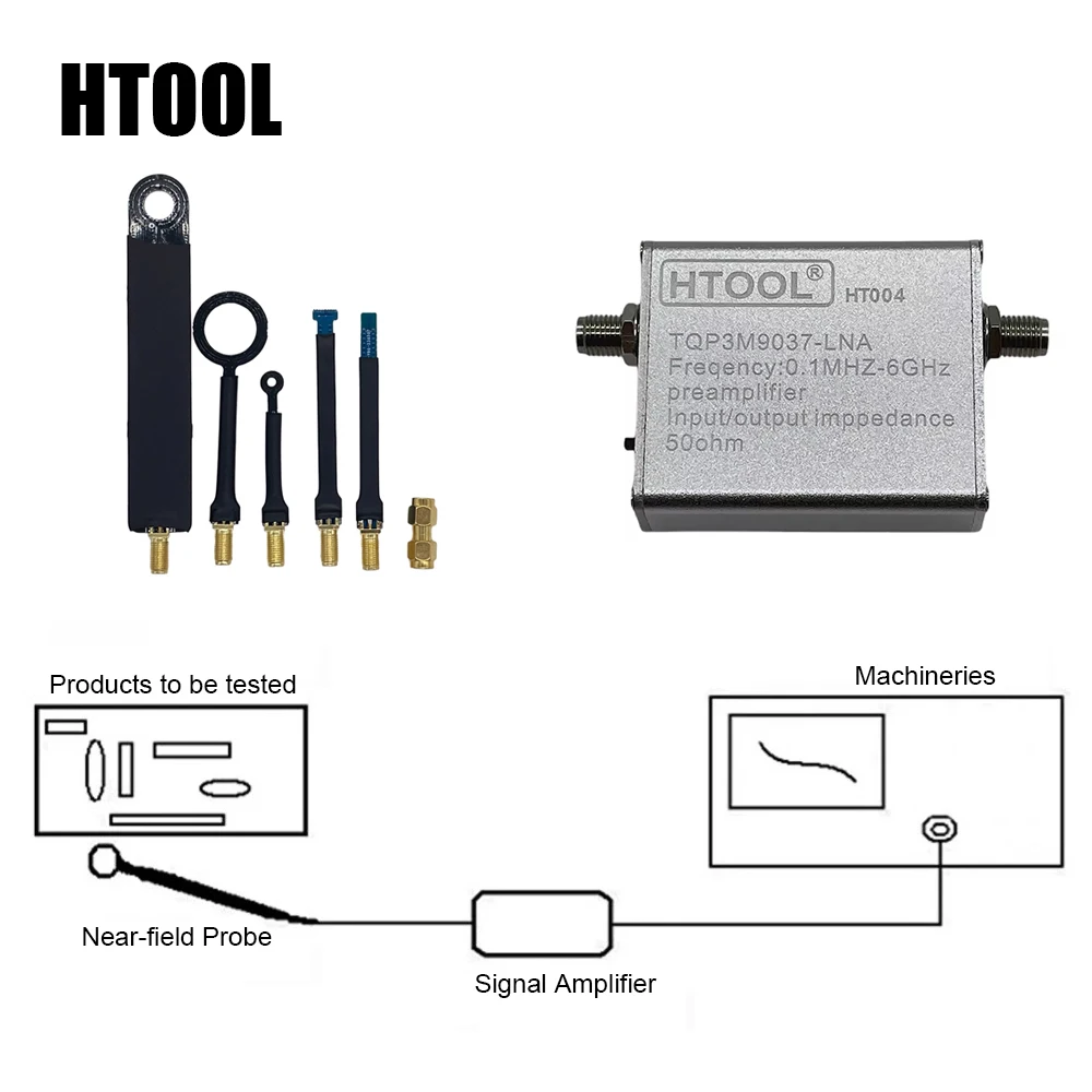 HTOOL HT03 EMI Test Near Field Probe 9KHz-3GHz & Low Noise Amplifier 100K-6GHz for Locating Interference Sources, Radiation Test