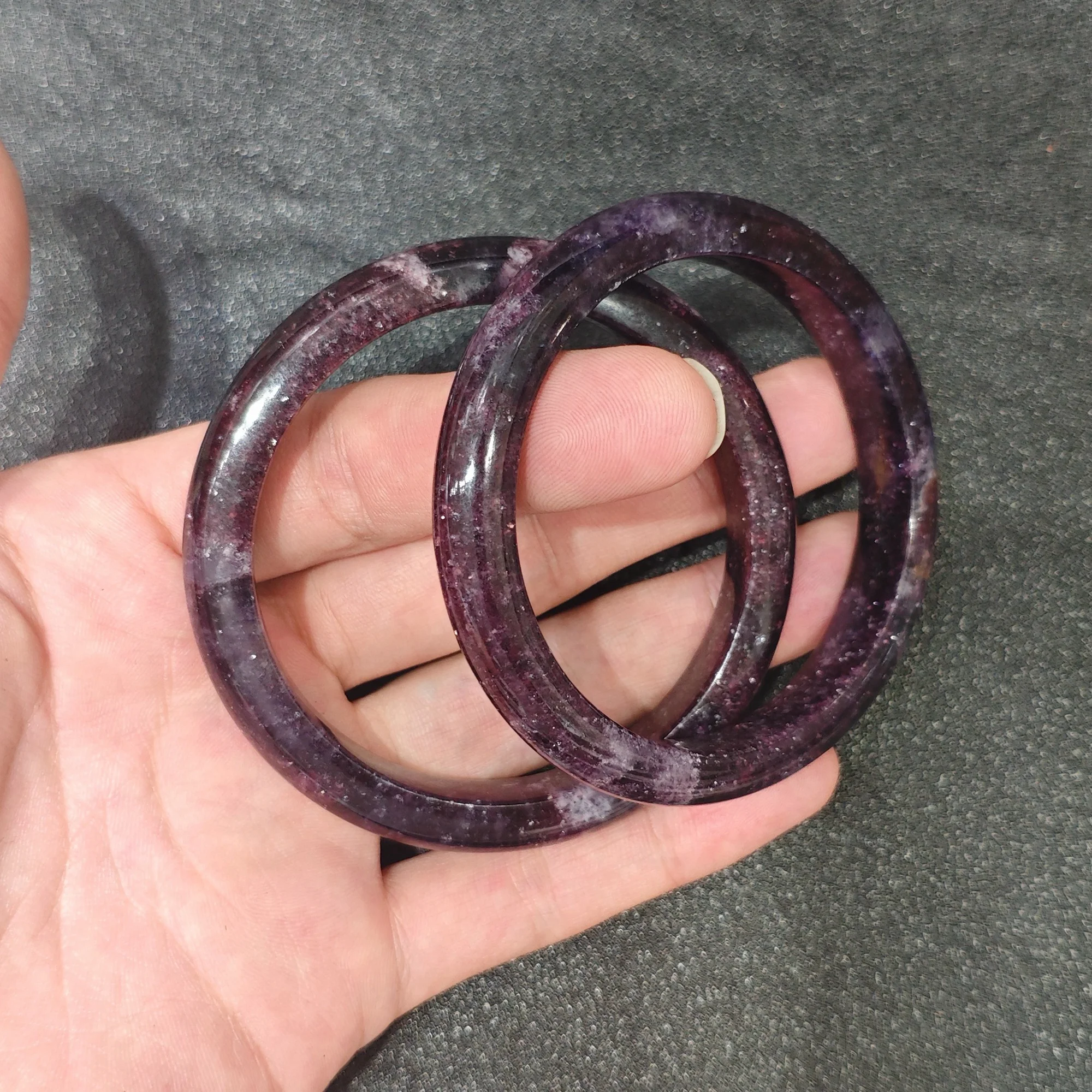 Natural Purple Lepidolite Bangle Bracelet Gemstone Smooth Bangle Lilac Mica Quartz Jewelry Present Accessories 1 Piece