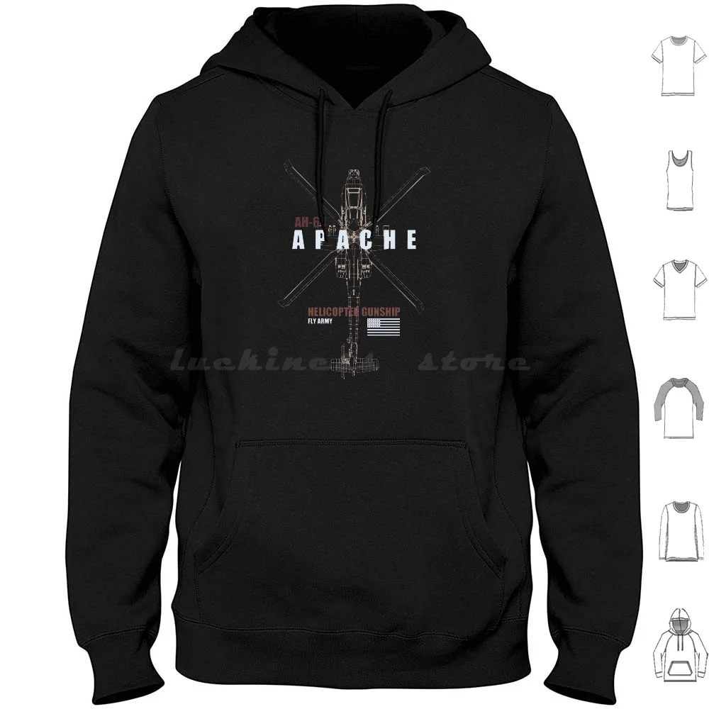 Ah-64 Apache Hoodie Cotton Long Sleeve Ah64 Ah 64 Apache Helicopter Gunship Us Army Air Cav Cavalry Attack Helicopter