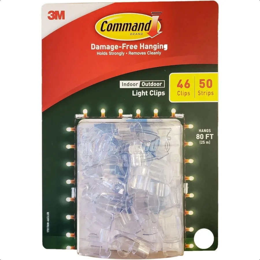 

Indoor Outdoor Vinyl Light Clips with 46 Clips 50 Strips Hangs 80 ft