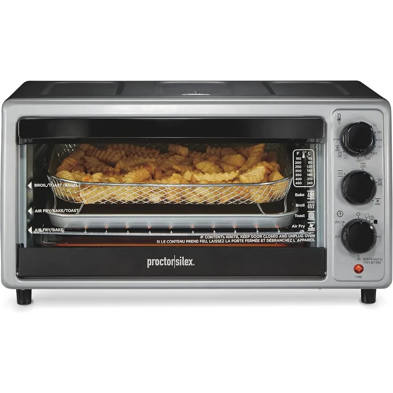 

Crisp Toaster Oven Air Fryer Combo with 4 Functions Including Convection, Bake & Broil, Fits 6 Slices or 12” Pizza, Auto Shutoff