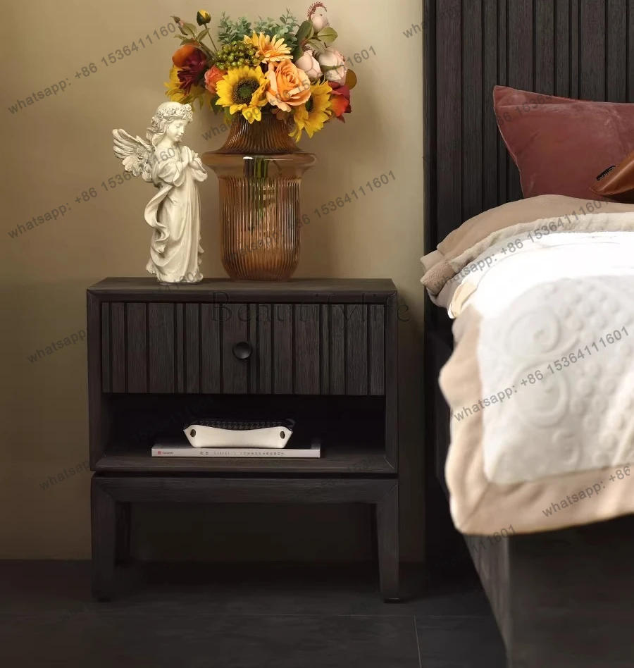

Solid wood modern simple bedroom bedside cabinet furniture living room side few storage drawer cabinet