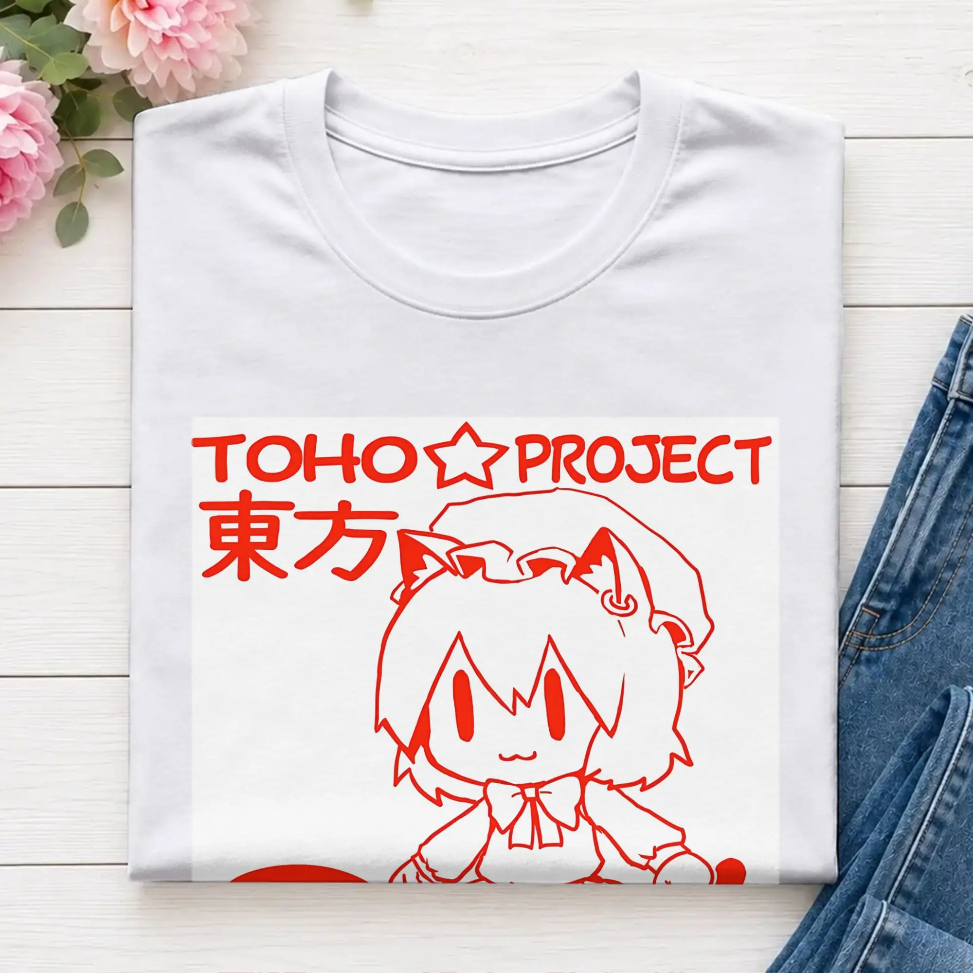 Funny Touhou  Chen  T-Shirts for Men Round Collar Cotton T Shirt Touhou Project Short Sleeve Tee Shirt New Arrival Clothing