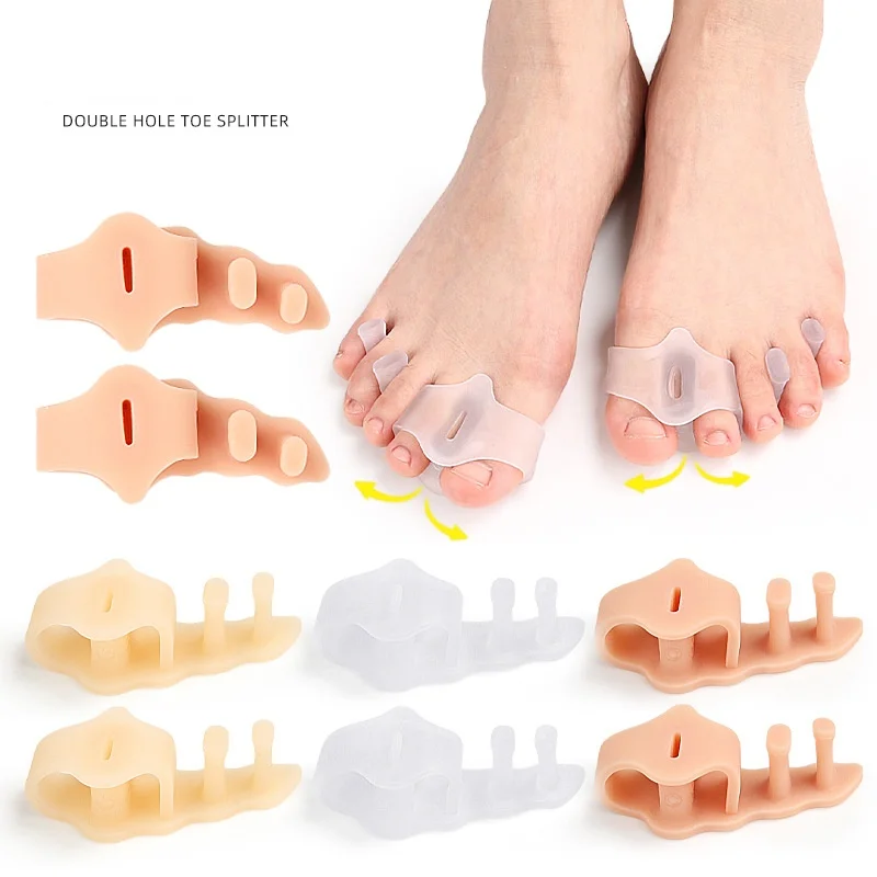 Forefoot Pad Double-hole Toe Divide Thumb Valgus Overlapping Soft Anti-friction Foot Clamp For Men And Women Toe Divider Pad