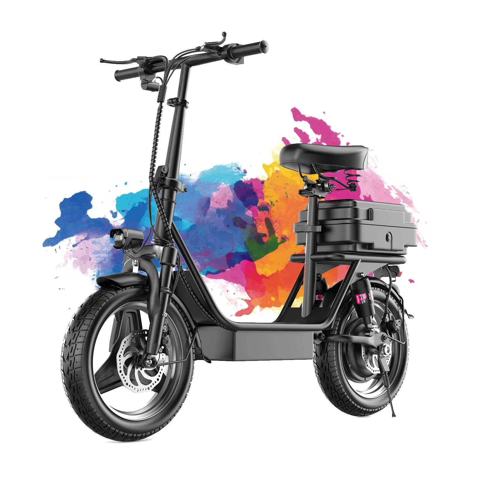 

14" Electric Bike for Adults,500W Motor,Up to 25 mph,Max 35 Miles Range, E-Bike with Dual Disc Braking System