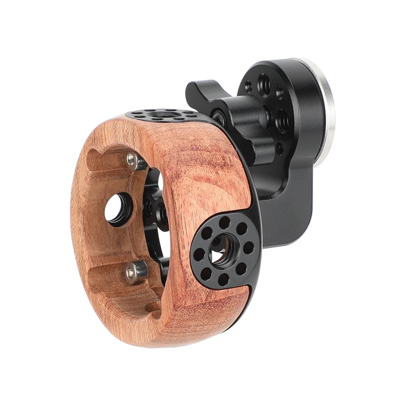 CAMVATE Round Wooden Handgrip with ARRI-Compatible Rosette Extension Adapter Fit Right Left Use For Sony Canon Cage Handle Grips