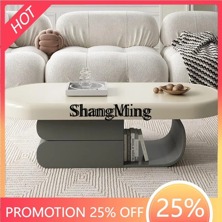 

FG living room home small apartment oval board small coffee table cream wind coffee table