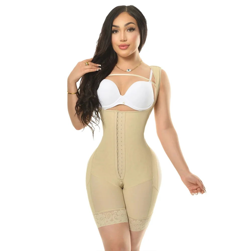 Body da donna aperto sul petto con ganci e cerniera sul cavallo tracolla larga Fajas Waist Trainer Shapewear recupero Postpartum