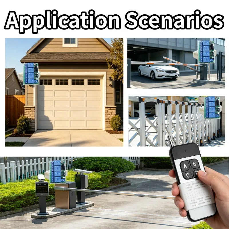 433MHz Universal Wireless Remote Control Switch  AC 220V 230V 10A  RF Receiver,50m Transmitter,for Garage Door Motor Lamp DIY