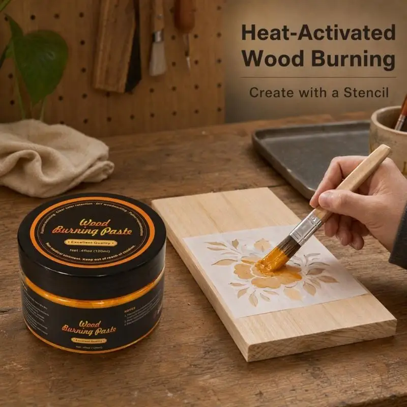 Burning Paste for Heat-Activated Pattern and Lettering, Targeted Design Placement on Leather, and Canvas Craft D2RC