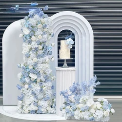 Haze Blue Artificial Flowers For Wedding Decoration Floral Arch KT Board Decor Backdrop Arrangement Floor Flower Row Event Props