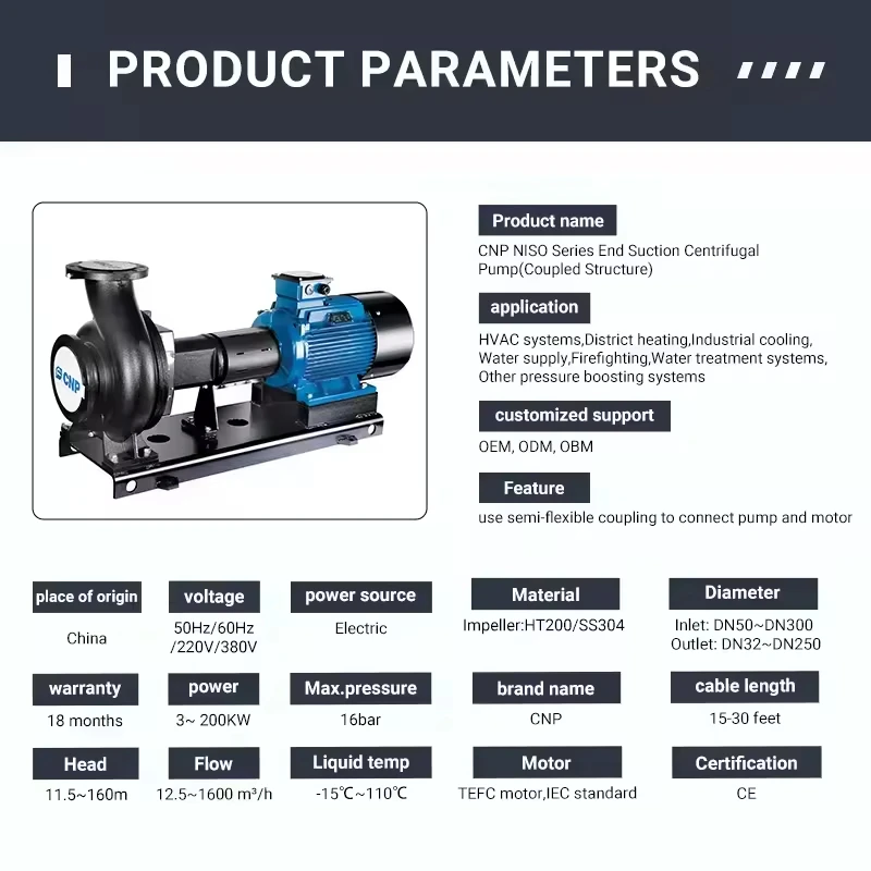 CNP NISO High Quality Series Professional Custom Design Centrifugal End Suction Pump for Fire Protection Systems