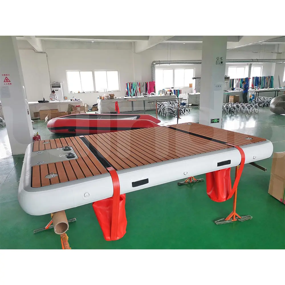 2.5x1.5x0.2m Drop Stitch Inflatable Platform Floating Yacht Dock With 4 Water Bagspromote sales