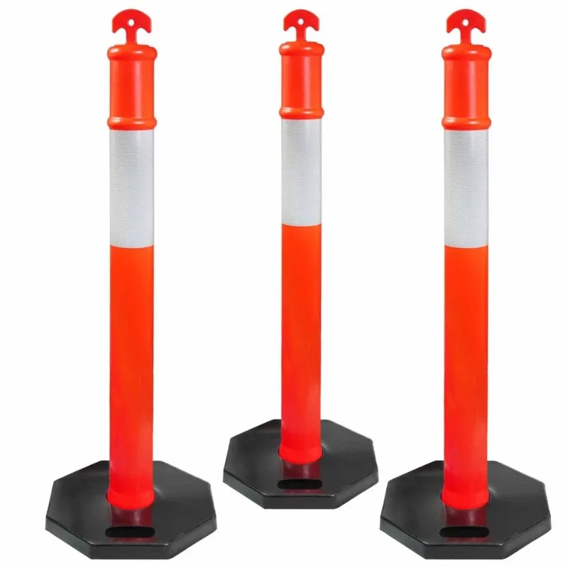 Orange Road Safety Bollards with Removable Base Traffic Safety Plastic Profile