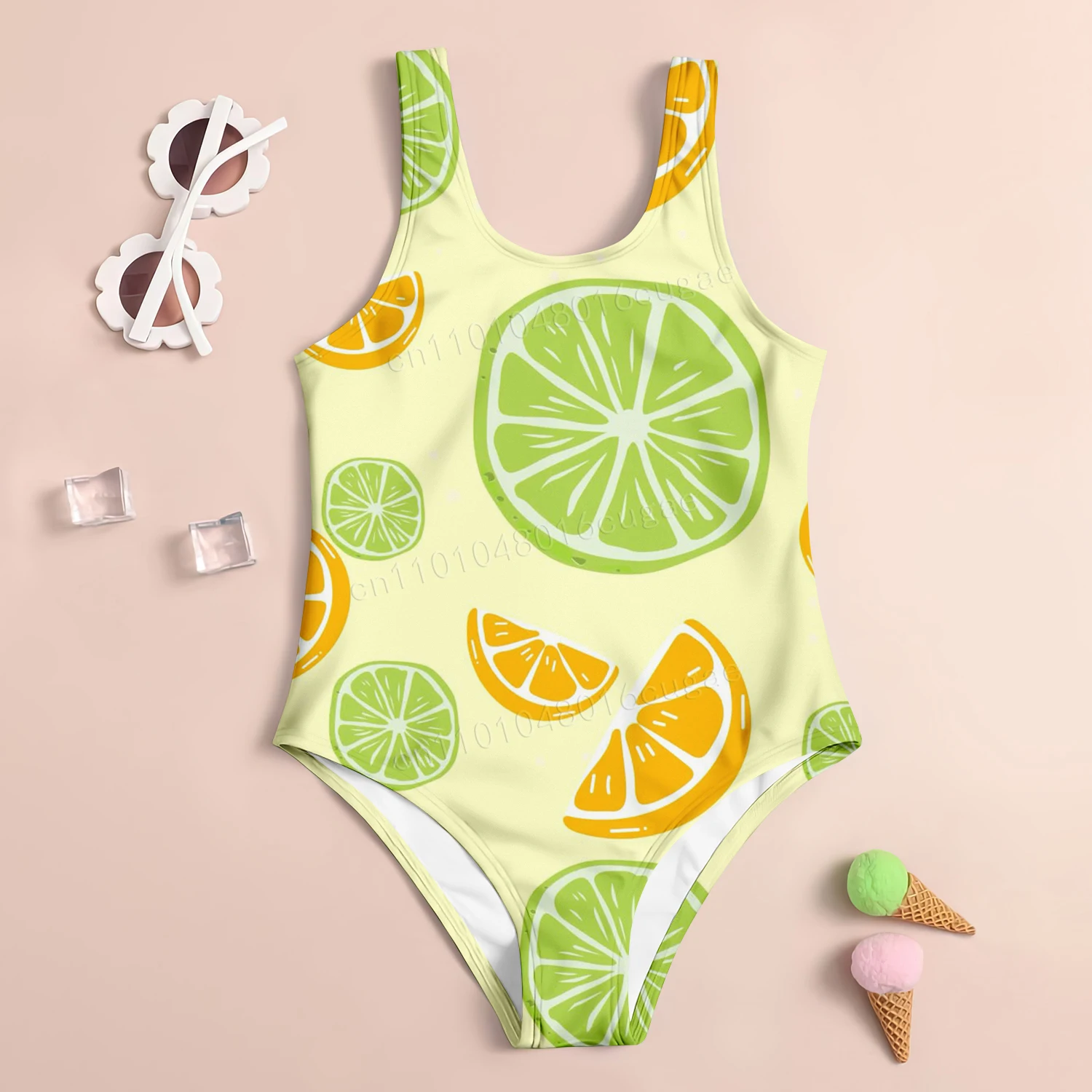سلسلة الفاكهة الملونة نمط ملابس السباحة الفتيات لطيف مريح قطعة واحدة ملابس السباحة الصيف الشاطئ الكرتون طباعة نمط ملابس السباحة #4