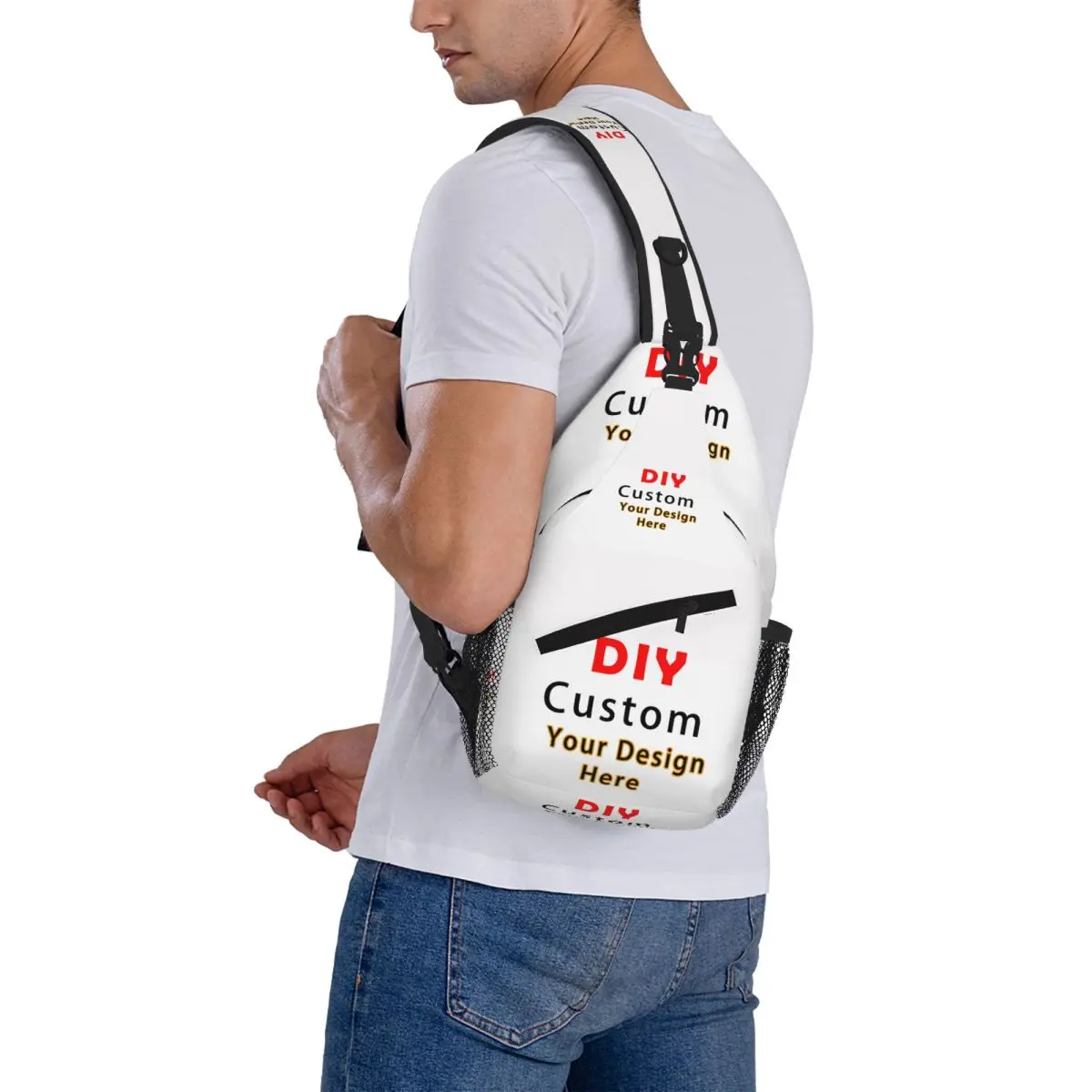 

New Custom Men Cross Chest Bag Diagonally Pattern Prints Women Shoulder Bag Husband School Waist Pack Male Free Drop Shipping
