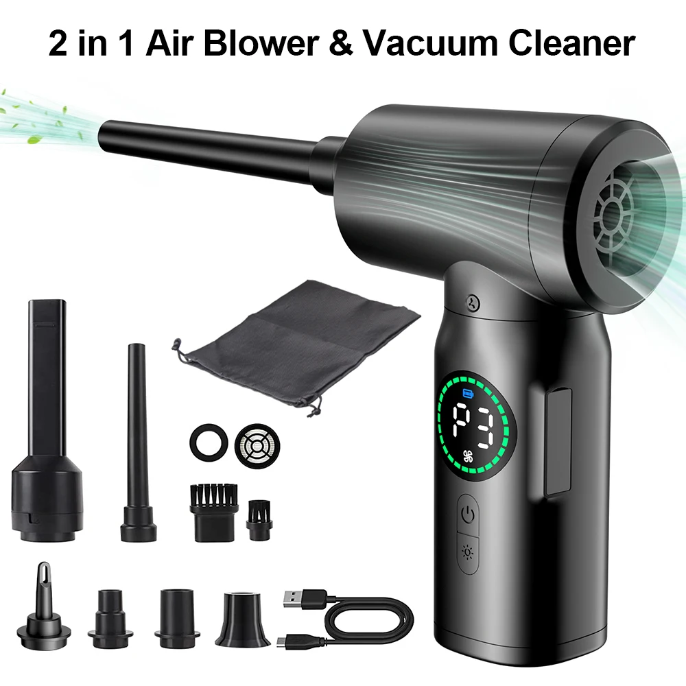 Wireless Air Duster 100000RPM Dust Blowing Gun USB Compressed Air Blower Cleaning For Computer Laptop Keyboard Camera Cleaning