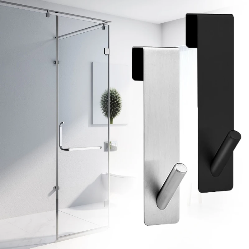 Stainless Steel Over Glass Door Shower Door Back Shower Towel Rack S-Shape Bathroom Bathrobe Hanger Holder Hooks