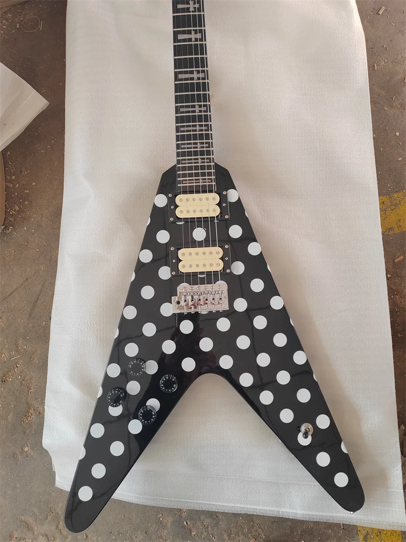 Customizable Left-Hand Painted 6-String Strange Electric Guitar Unique Design Colorful Guitars for Musicians