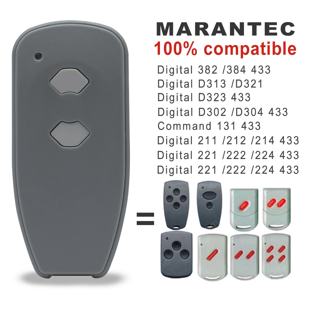 433.92MHz MARANTEC Digital 382 384 433MHz Garage Door Remote Control Gate Command D302 D304 D313 D321 211 212 214 Fixed Code