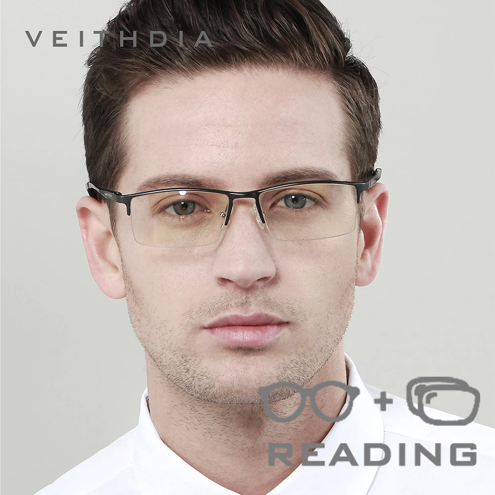 VEITHDIA Reading Glasses Blue Light Blocking Glasses Aluminum Magnesium Frame Polycarbonate Lens +1.00 +1.50 +2.00 +2.50 R8721