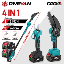 ONEVAN 3500W Brushless Telescoping Pole Electric Chainsaw 4 IN 1 High Branch Scissors Garden Pruning Tool For 21V 18V Battery