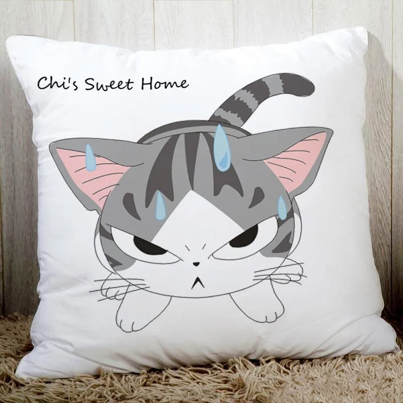 Lovely Chi\'s sweet home cute cat printed cushion cover sofa bedding decorative pillow cover cozy polyester pillowcase 45x45cm