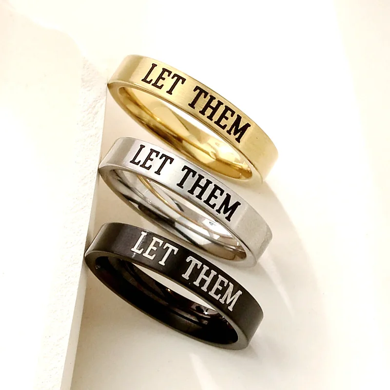 Meetvii LET THEM Titanium Steel Rings Letter Engraved Couples Fashion Finger Jewelry New Design