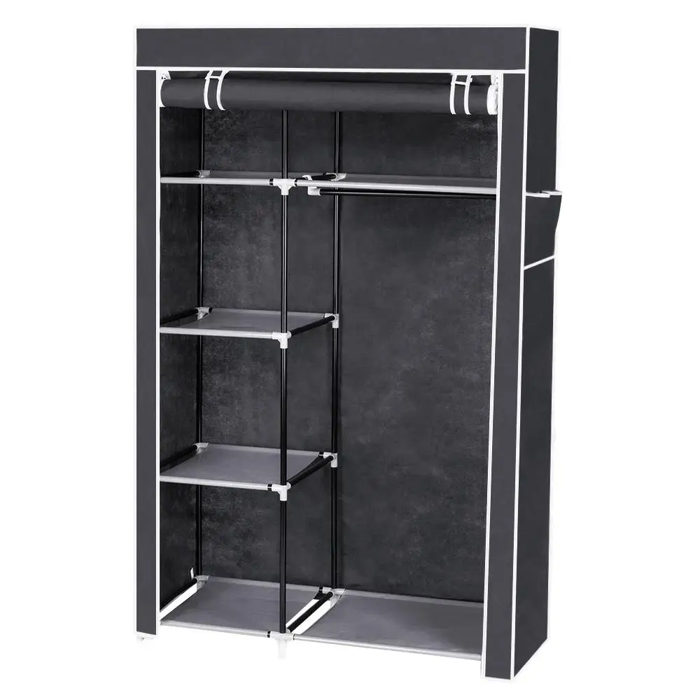 

64-Inch Portable Closet Organizer Rack with Shelves - Stylish Gray Wardrobe Storage Solution