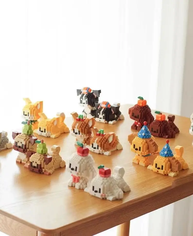 Assembly Dog Series Puzzle Building Block Toys Animal Bricks Pet Cat Fun Gifts Girls Christmas Present Pet Shop Shake Head Model