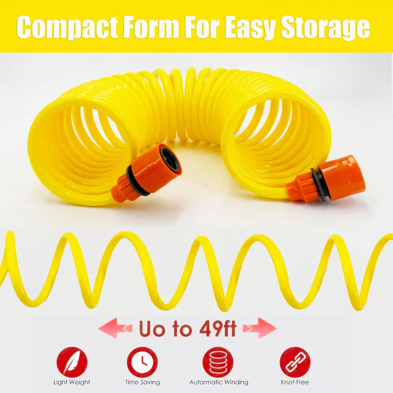 زنبرك البستنة مع أنبوب ري مسدس رغوي، قابل للتعديل، يستخدم لسقي الحديقة، حمام الحيوانات الأليفة، أدوات غسيل السيارات #4