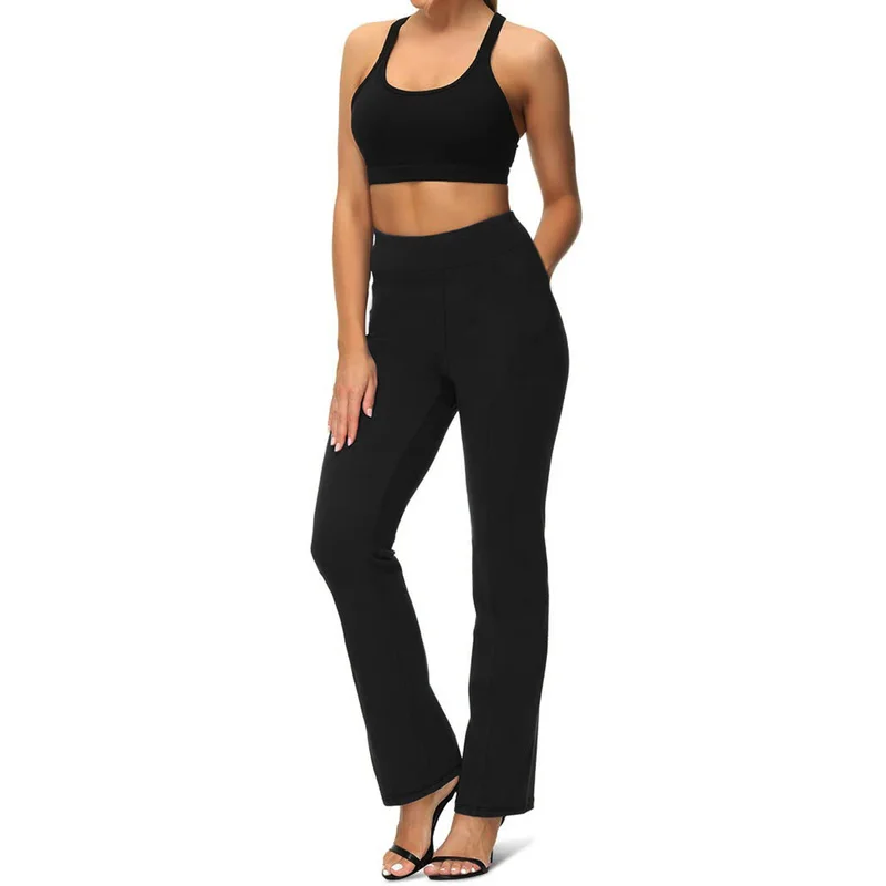 Pantalon droit Slim taille régulière pour femmes, confortable, amincissant, solide, noir, respirant, pour le bureau, 2025
