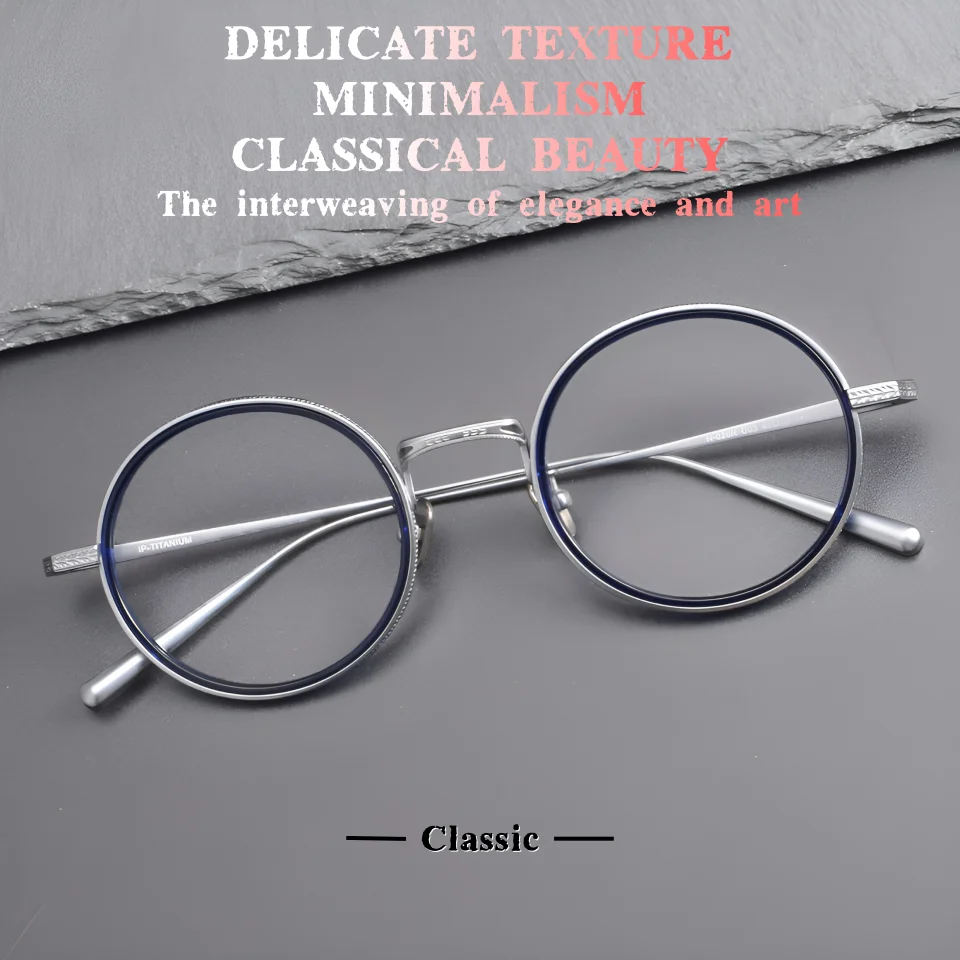 

Высококачественные роскошные японские круглые титановые мужские очки в оправе в стиле ретро в стиле стимпанк, оптические очки для чтения при близорукости